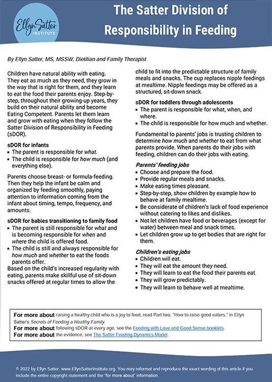 Ellyn Satter institute competent eater guide